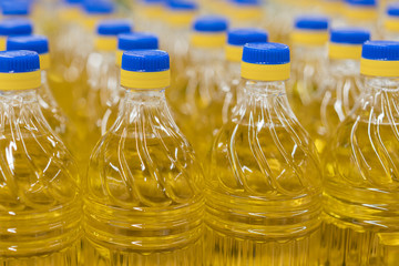 vegetable oil bottle pattern factory warehouse store food background