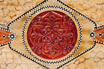 Carved wooden pattern, indonesian style in Bali