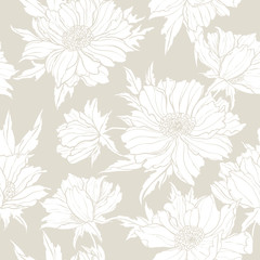 Seamless pattern with poppy, Peonies or roses flowers