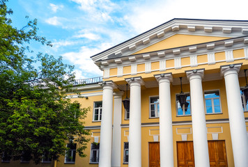 Architecture and windows of ancient renaissance style classical building