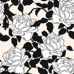 Seamless pattern with poppy, Peonies or roses flowers