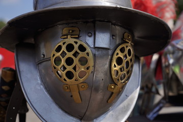 Old medieval steel helmet 