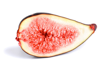 Fototapeta na wymiar half of fresh fig fruit isolated on white background