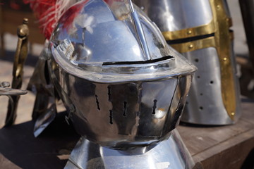 Old medieval steel helmet 