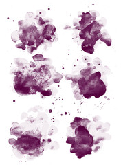 Set watercolor blobs, isolated on white background. Shape design blank watercolor colored rounded shapes web buttons on white background. Divorces paint. Red wine. Marsala