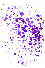 Ultra violet. Abstract paint spots on white background. Color watercolor stains and blots.