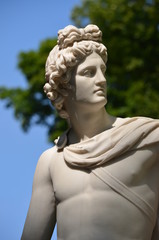 beauty apollon sculpture garden statue marble sun contrast Saint Petersburg