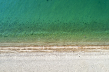 aerial view to alone beach
