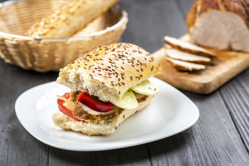 homemade roasted ham sandwich