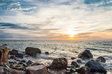Ocean shore at sunrise