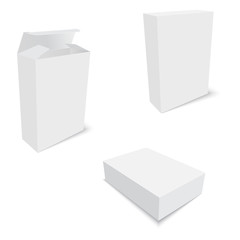 Blank of opened and closed cardboard boxes for packing. Vector.