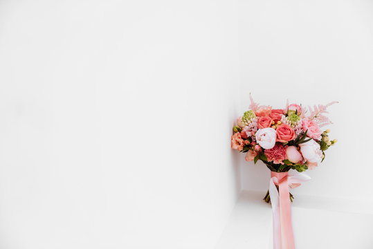 Wedding flowers, bridal bouquet closeup.