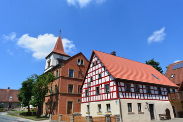 Naklejka premium Tauberzell Gemeinde Adelshofen im Landkreis Ansbach - Mittelfranken.