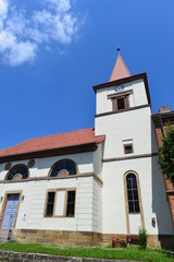 Fototapeta na wymiar evangelische Kirche in Tauberzell (Adelshofen) Landkreis Ansbach - Mittelfranken 