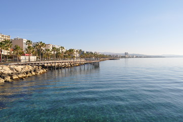 Fototapeta na wymiar The beautiful Limassol Molos in Cyprus