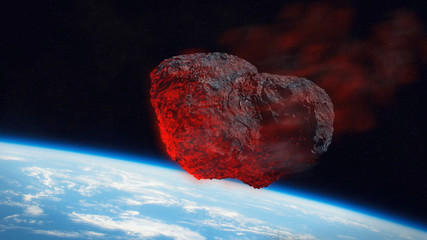 Meteor shower, meteorite impact on planet earth - obrazy, fototapety, plakaty