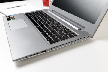 laptop close-up on white background