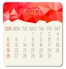 August 2018 calendar