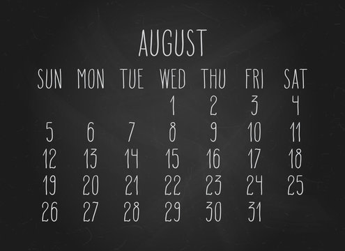 August 2018 calendar