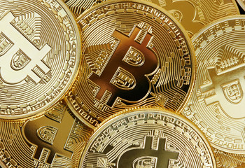 Heap of Golden Bitcoin