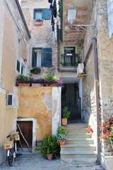 Fototapeta na wymiar Atmospheric alley in Acciaroli, Province of Salerno, Italy