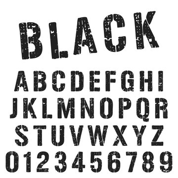 Black stencil alphabet font template