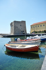 Fototapeta na wymiar The boat in Port of Acciaroli, Cilento National Park. Salerno. Southern Italy