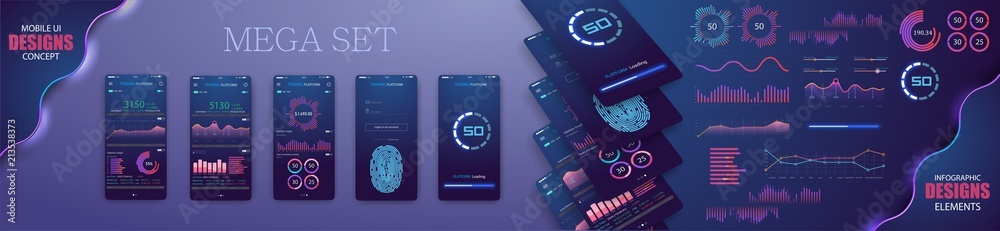 Wall mural professional trader tools for successful trading. clean mobile ui design concept. trendy mobile bank