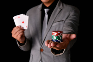 Gambling Concepts. Business people are gambling in the casino. Betting is a gamble for investors.