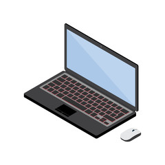 3d isometric digital art illustration of laptop