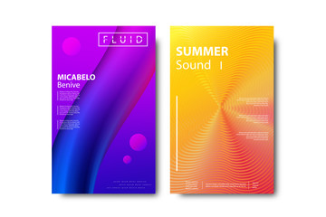 Vector set of realistic isolated brochure with fluid and dynamic shapes for summer party for decoration and covering on the white background.