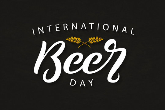 Vector realistic isolated typography logo for International Beer Day for decoration and covering on the dark background.