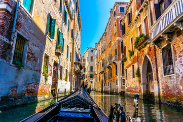 View in Gondola in Canal in Venice, Italy