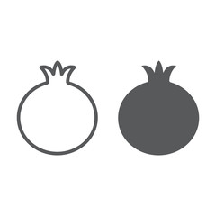 Pomegranate line and glyph icon, fruit and vitamin, diet sign, vector graphics, a linear pattern on a white background, eps 10.