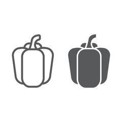 Bell pepper line and glyph icon, vegetable and diet, sweet pepper sign, vector graphics, a linear pattern on a white background, eps 10.