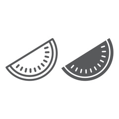 Watermelon line and glyph icon, fruit and vitamin, vegetarian sign, vector graphics, a linear pattern on a white background, eps 10.