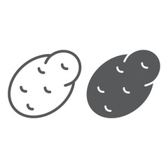 Potato line and glyph icon, vegetable and diet, vegetarian sign, vector graphics, a linear pattern on a white background, eps 10.