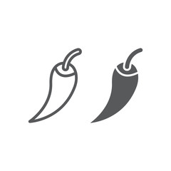 Red hot chili pepper line and glyph icon, vegetable and spicy, Chili pepper sign, vector graphics, a linear pattern on a white background, eps 10.