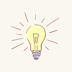Lamp lightbulb idea hand drawn style vector doodle design illustrations