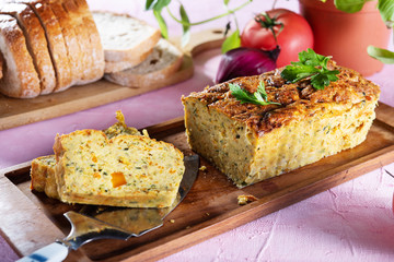 Vegetarian courgette pate on natural background