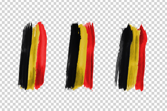Vector realistic isolated paint on cheeks for football fans with Belgium flag coloring for photo decoration and covering on the transparent background. Concept of football championship.