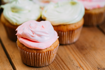 Dessert Sweet Gourmet Cupcakes With Multi-colored Frosting