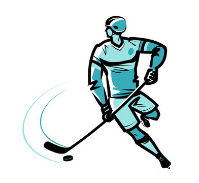 Hockey player. Sketch vector illustration