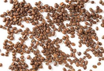 Arabica or robusta coffee granules on white background