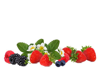 Fototapeta na wymiar collection of fresh berries isolated on white background