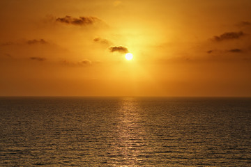 Background of colorful sky concept: Dramatic sunset with twilight color sky and clouds.