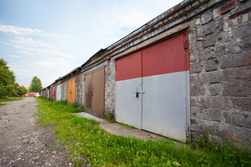 Fototapeta na wymiar row of garages in the cooperative