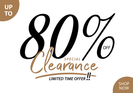 Vol. 5.3 Clearance Sale 80 percent heading design for banner or poster. Sale and Discounts Concept.