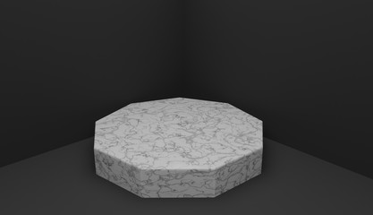 3D render of a blank marble pedestal podium for products 