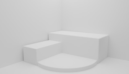 3D rendering abstract shapes podium for presentations. Modern minimalism